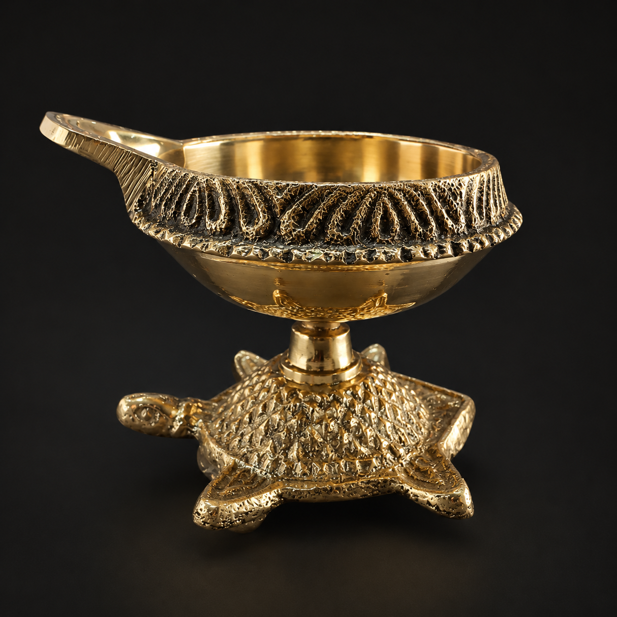 Brass Kuber Diya on Tortoise Base – Handcrafted Pooja Deepak for Wealth & Prosperity