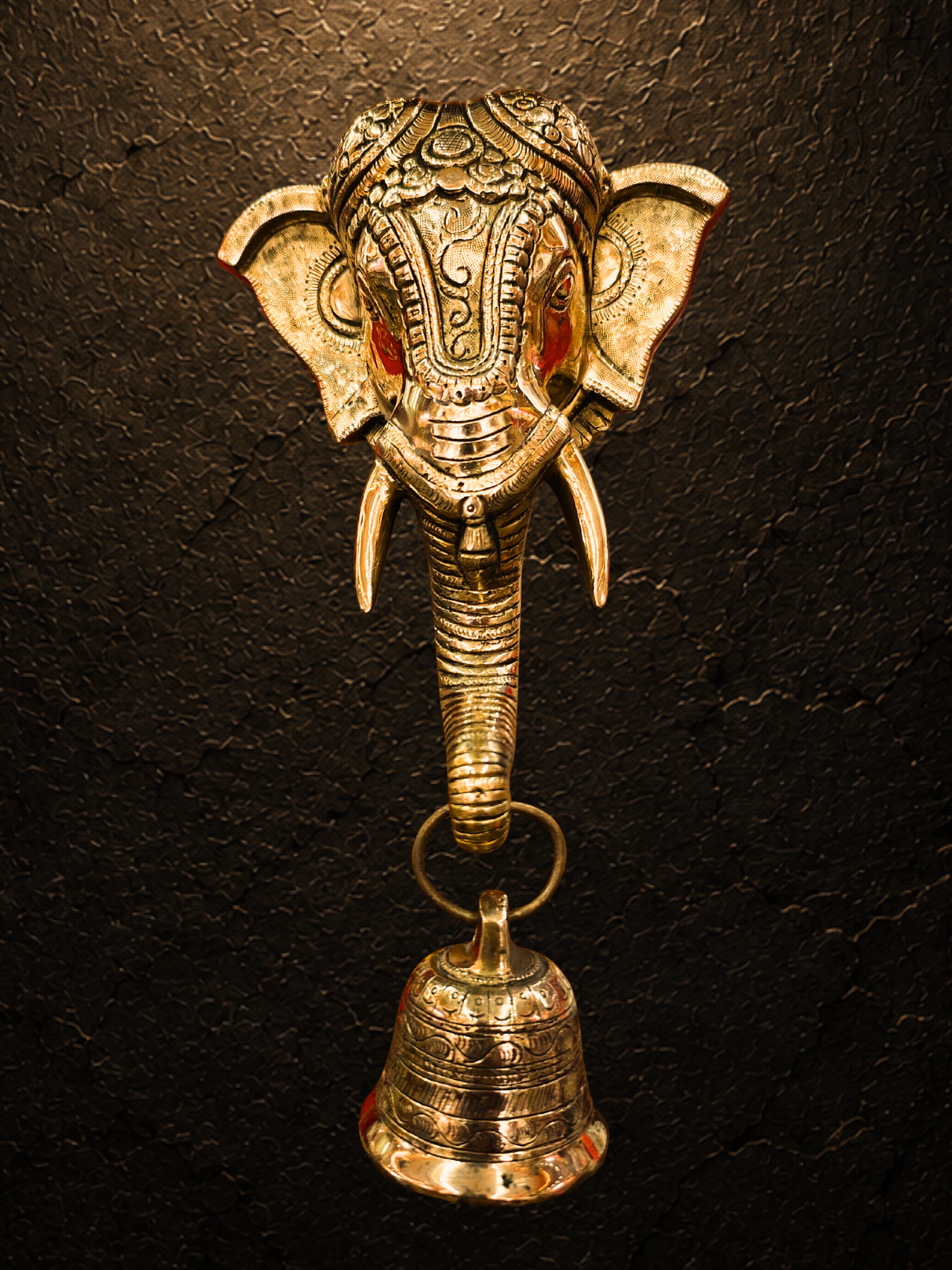 Sacred Trunk Bell — Handcrafted Brass Ganesha Wall Décor