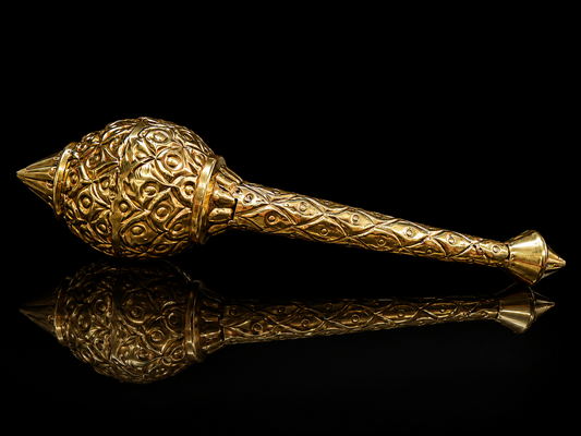 Brass Gada (Mace) of Lord Hanuman — Handcrafted with Intricate Floral Engraving