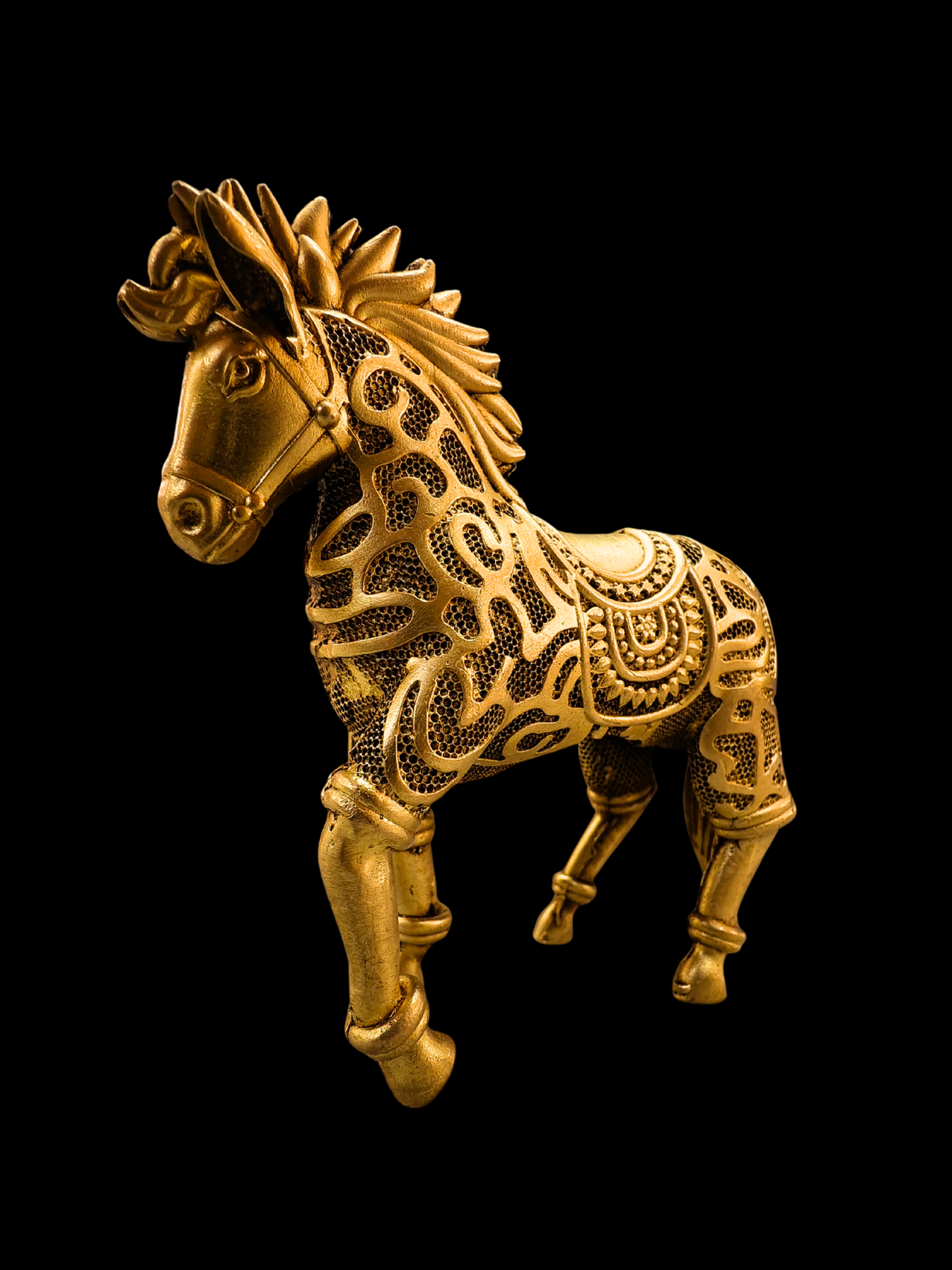Royal Brass Horse Statue - Gold Finish Handcrafted